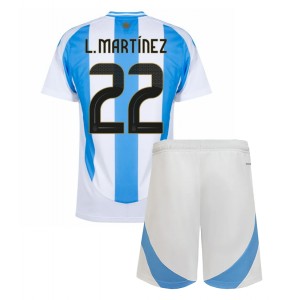Fotbalové Dres Argentina Lautaro Martinez #22 Dětské Domácí Oblečení Copa America 2024 Krátký Rukáv (+ trenýrky)